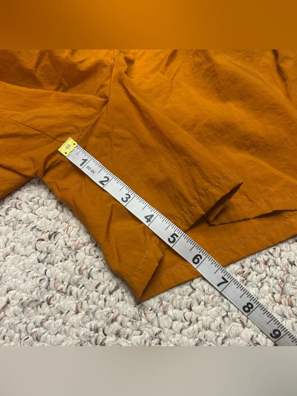 Vintage Nike Rust Orange Men’s Nylon Shorts Sz XL 90s Mini Swoosh Drawstring 5”